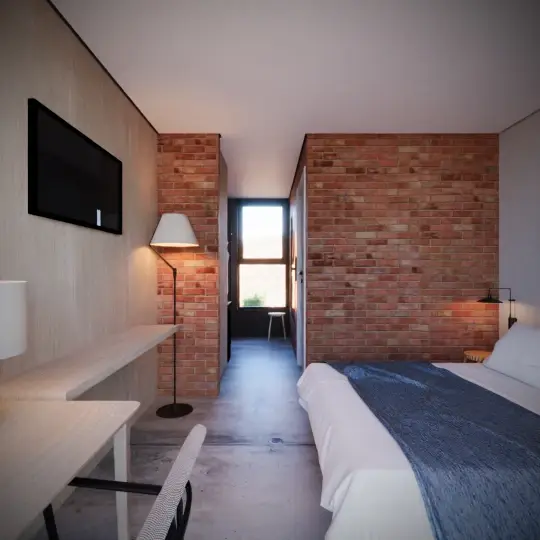suíte-rústica-tijolo-concreto-madeira